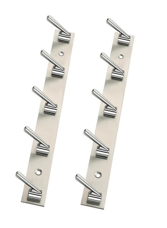 REDON Stainless Steel Cloth Hanger for Wall, Clothes Hook Hangers Door Mounted, Bathroom Hooks for Hanging Towel, Wall Mount Shirt Hangers, Dress Holder Hooks - 5 Pin (Pack of 2) - Image 1